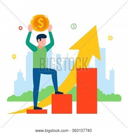 Price Increase For The Consumer. Population Income Schedule. Flat Vector Illustration.
