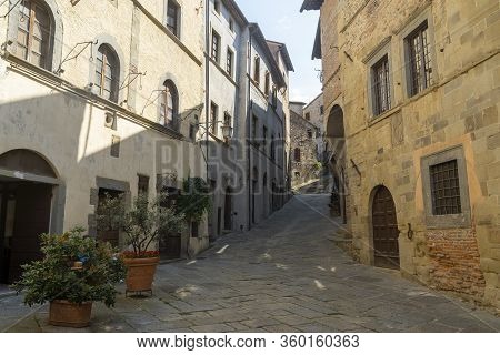 Old Typical Street Of Anghiari, Historic City In Arezzo Province, Tuscany, Italy
