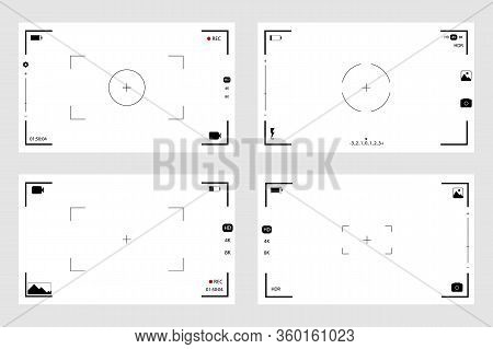 Camera View And Focusing Screen Recording Video. Camera Frame Viewfinder On Transparent Background.