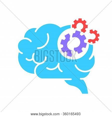 Brain Disease Dementia Flat Color Icon. Human Organ Concept. Decline In Memory. Decrease In Mental H