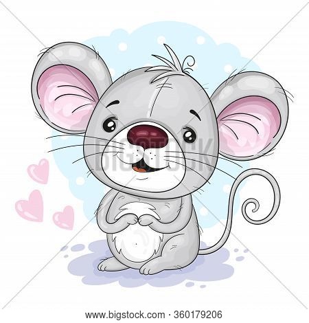 Cute Cartoon Mouse. Vector Print. Good For Greeting Cards, Invitations, Decoration, Print For Baby S