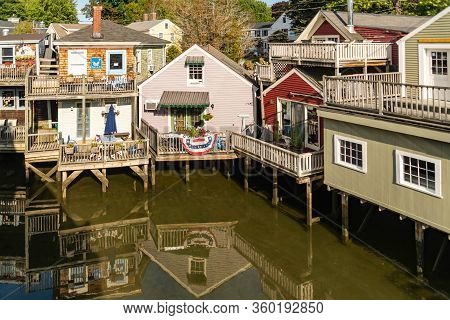 Kennebunkport, Maine - September 9,2017: Nice Wooden Houses In Kennebunkport, Maine, Usa