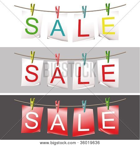 Asettaa myyntiin paperit kiinteä värikäs tapeilla pyykkinarulla