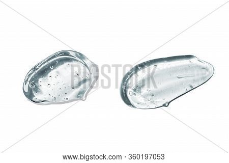 Set Of Smears From Cosmetic Gel With Hyaluronic Acid. Serum For Face In The Form Of A Transparent Ge