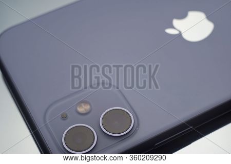 Zaporozhye. Ukraine. February 2020. Studio Advertising Closeup Of Iphone 11, From Epl. On A Mirror B