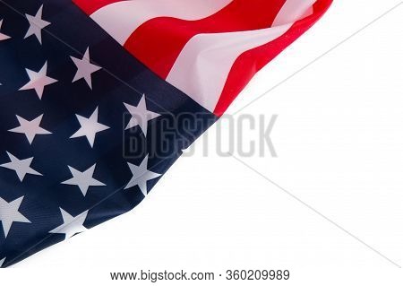 American National Flag On A White Backgrpond