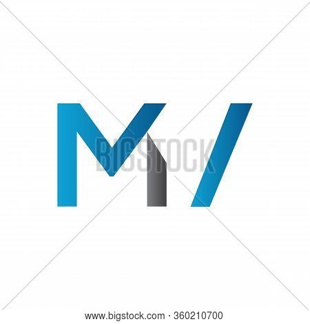Initial Mv Letter Logo Design Vector Template. Abstract Letter Mv Logo Design