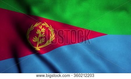 Eritrea Flag Waving In The Wind. National Flag Of Eritrea. Sign Of Eritrea. 3d Rendering.