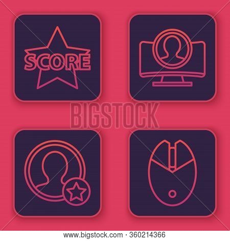 Set Line Star, Premium Create Account Screen, Create Account Screen And Computer Mouse Gaming. Blue 