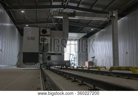 Krakovets, Ukraine - August, 2019: A сargo Vehicle Scanner, Screen Of Vehicles, Which Are Frequently