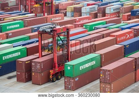 Sydney, Australia - November 29: Container Terminal In Port Of Sydney On November 29, 2018 In Sydney