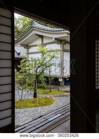 Kochi, Japan - April 6, 2018: Traditional Japanese Garden On The Grounds Of Chikurinji, Temple Numbe