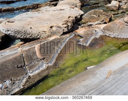 Sandstone Rock Formations At Tatsukushi Coast - A Natural Scenic Landmark Near Tosashimizu, Kochi Pr