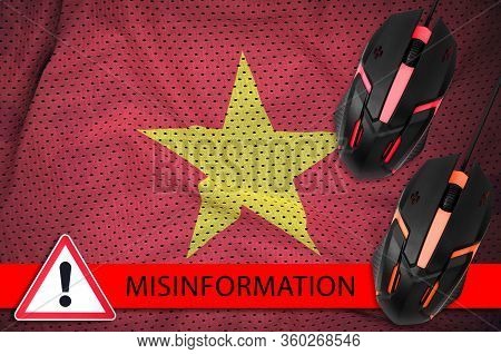 Vietnam Flag And Two Computer Mouses. Misinformation During Coronavirus Or 2019-ncov Virus Concept