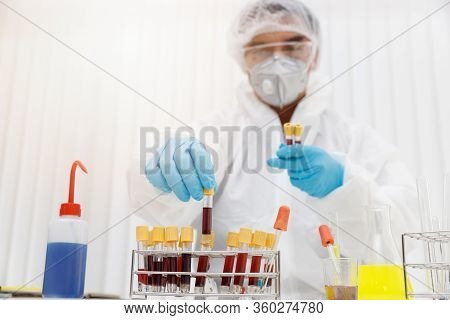 Research And Development Concept, Laboratory Scientist Researching Covid-19(corona Virus) Vacine At 