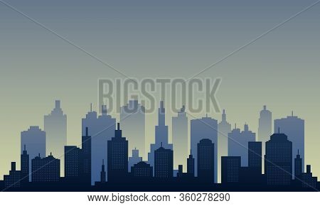 Town City Of Silhouette In The Morning