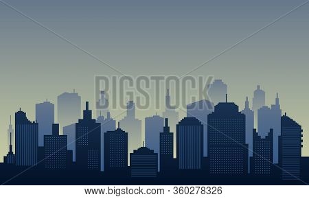 Town City Of Silhouette In The Morning
