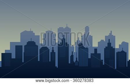 Town City Of Silhouette In The Morning