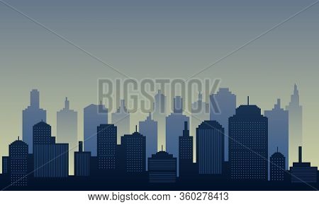 Town City Of Silhouette In The Morning