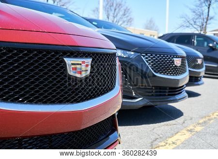 Montreal, Canada - April 4, 2020: Cadillac Ct5 Cars At Dealership. Cadillac Is A Division Of America