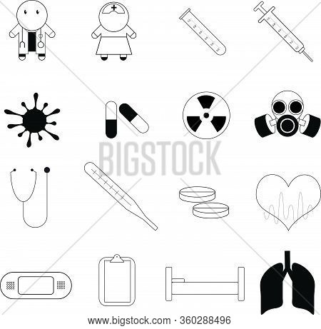 Medical Objects For Hospitals Or Sanatoriums, Vector Illustration