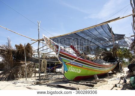 View Landscape And Wind With Kolek Or Koleh Traditional Fishing Boat Of Lower Southern Provinces Of