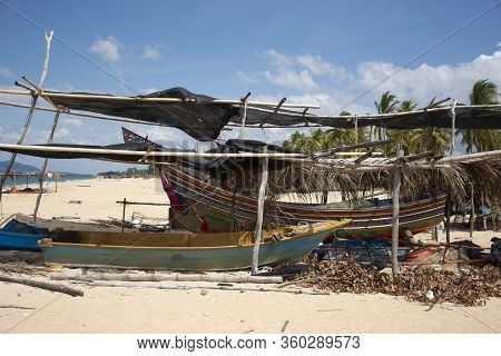 View Landscape And Wind With Kolek Or Koleh Traditional Fishing Boat Of Lower Southern Provinces Of
