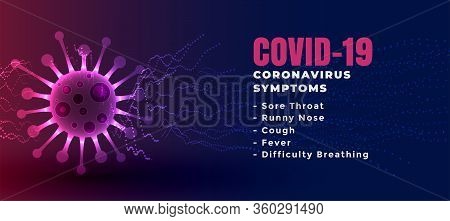 Coronavirus Covid-19 Symptons List With Virus Spread Banner