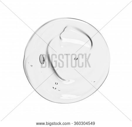 Gel Texture. Clear Cosmetic Liquid Serum Swatch Isolated On White Background. Transparent Skin Care 