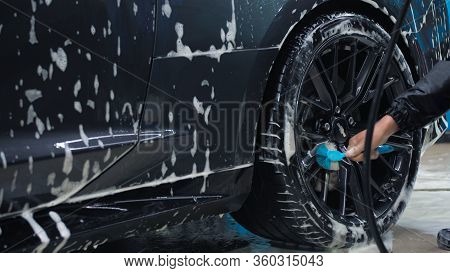 Tomsk, Russia - March 30, 2020: Chevrolet Camaro Zl1 The Exorcist Man Brushes Rear Wheel Disc