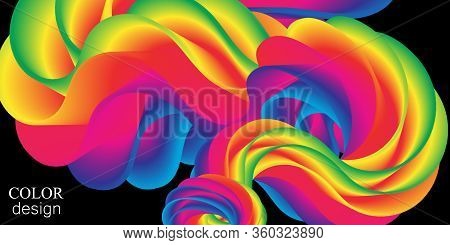 Fluid Flow. Rainbow Background. Fluid Shapes. Wave Pattern. Summer Poster. Colorful Gradient. Flow S