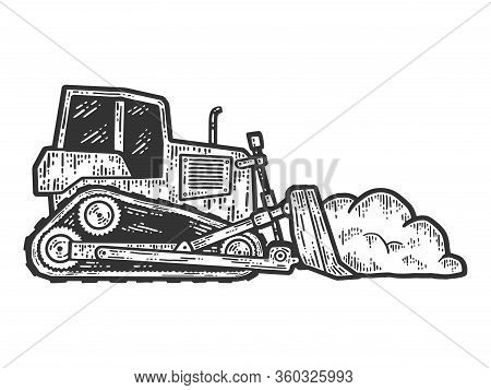 An Isolated Snowplow At Work. Sketch Scratch Board Imitation.