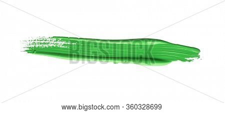 Green chroma brush stroke paiting over isolated background, canvas watercolor texture 