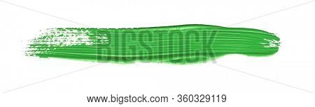 Green chroma brush stroke paiting over isolated background, canvas watercolor texture 