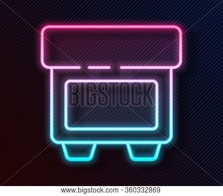 Glowing Neon Line Fuse Of Electrical Protection Component Icon Isolated On Black Background. Melting