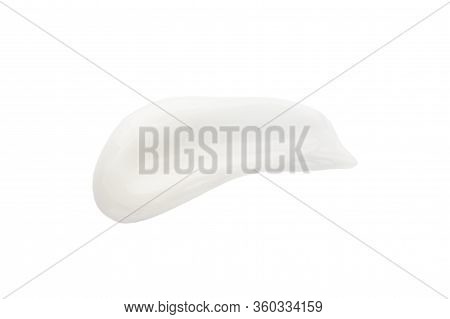 Smear Of Face Foam Or Moisturizing Cream. Swab Of Creamy Texture Isolated On White. Product For Faci