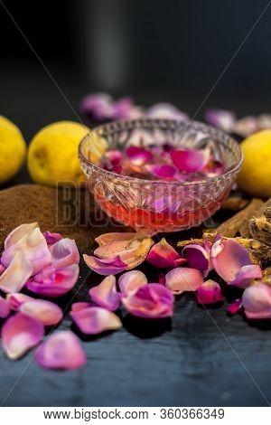 Close Up Face Mask Of Age-old Herb Mulethi For Radiant Skin On A Black Surface Consisting Of Some Le
