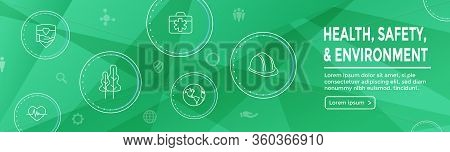 Health Safety And Environment Icon Set & Web Header Banner