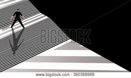 Minimalistic Shot Of A Man Doing Another Level Creative Workout And Posing Standing On A Creative 3D