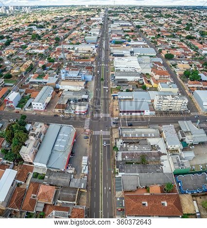 Campo Grande - Ms, Brazil - March 30, 2020: Aerial View Of The Avenida Eduardo Elias Zahran Avenue A