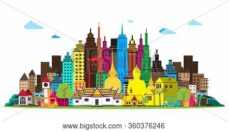 Bangkok City. Amazing Thailand. Vector Illustration, Travel,