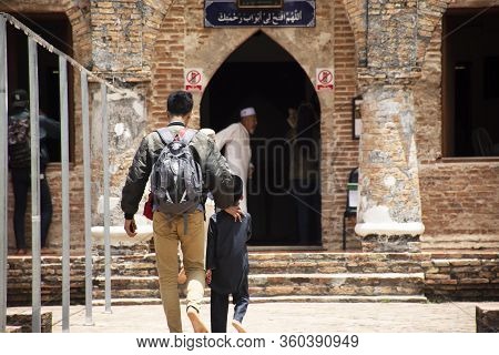 Thai People And Foreign Traveler Travel Visit And Respect Praying At Krue Se Mosque Or Masjid Kerise