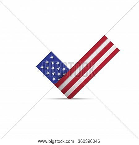 American Flag Check Mark. The Us Presidential Election 2020. American Flag Colors. Vector Illustrati