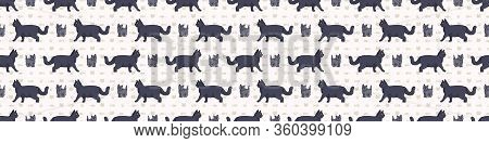 Cute Cartoon British Shorthair Cat And Kitten Seamless Border Pattern. Pedigree Kitty Breed Domestic