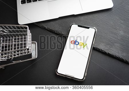 Saint-petersburg, Russia - 05 April 2020: Phone Screen With Ebay App Loading Logo, Ebay Is One Of Th