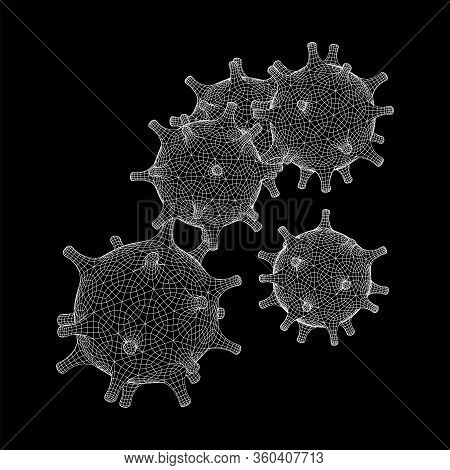 Corona Virus Virion Of Coronavirus. Covid Virus. Wireframe Low Poly Mesh Vector Illustration.