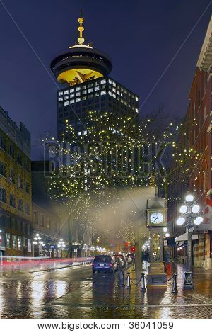 Ванкувере Gastown дождливая ночь