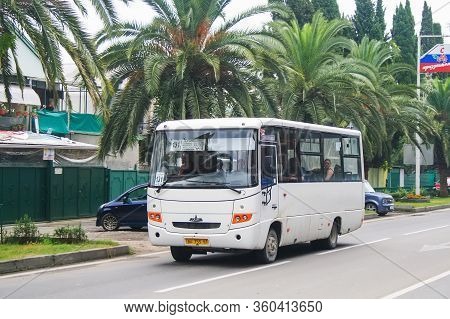 Sochi, Russia - July 18, 2009: Small Suburban Bus Maz 256 In The City Street.