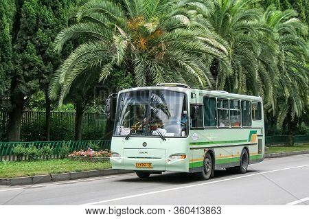 Sochi, Russia - July 18, 2009: Green Suburban Bus Paz 4230 Avrora In The City Street.