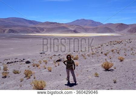 Beautiful Lagoon Located At The Foot Of The Majestic Socompa Volcano, Pune Of Salta, Argentina.